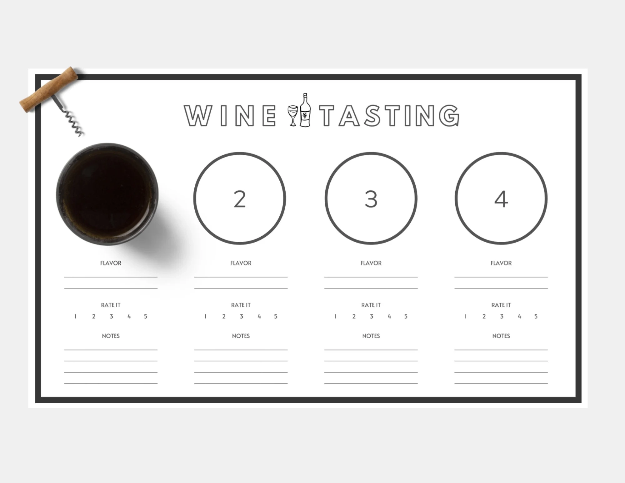 PRINTABLE Wine Tasting Score Sheet Placemat Etsy