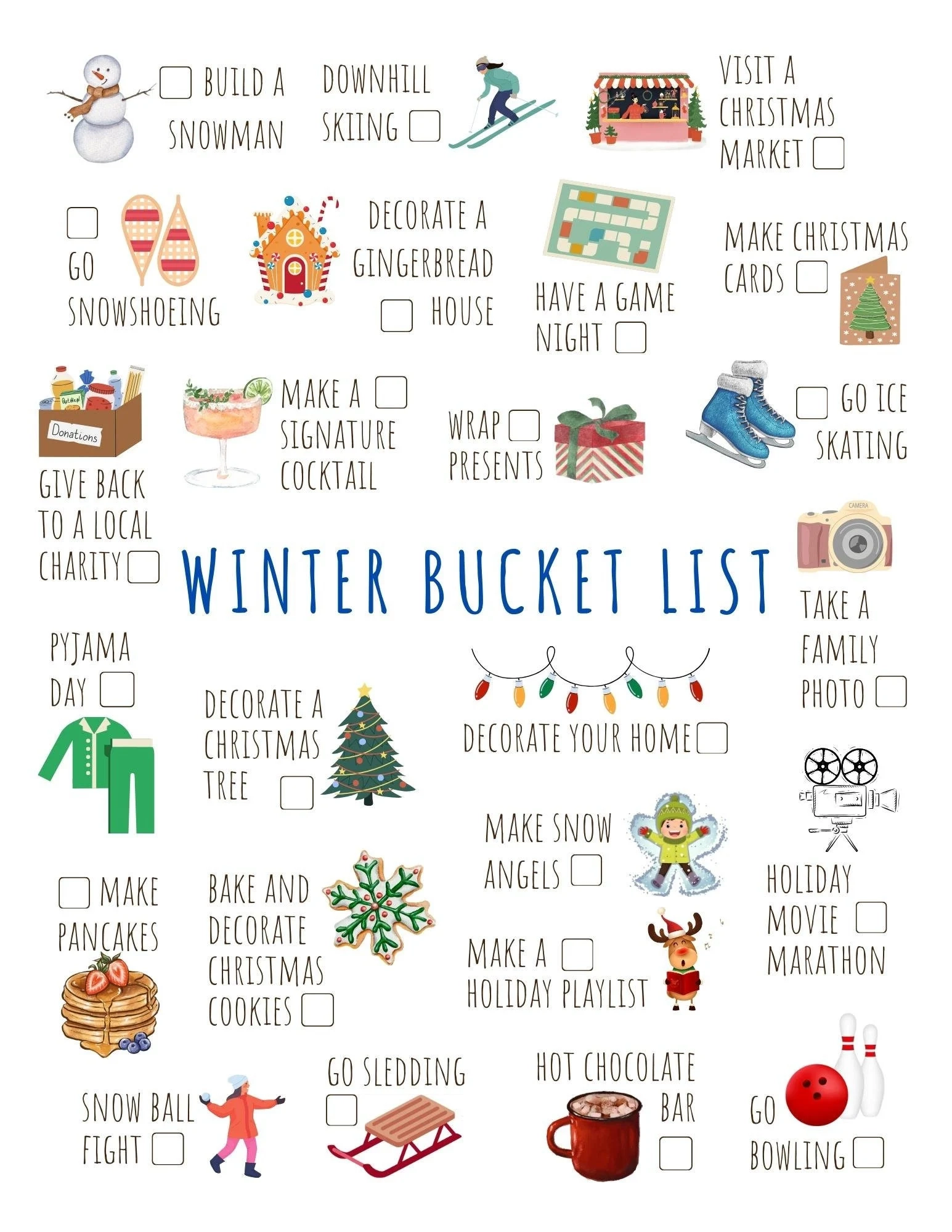 Printable Winter Bucket List Etsy Printable Winter Bucket List Etsy