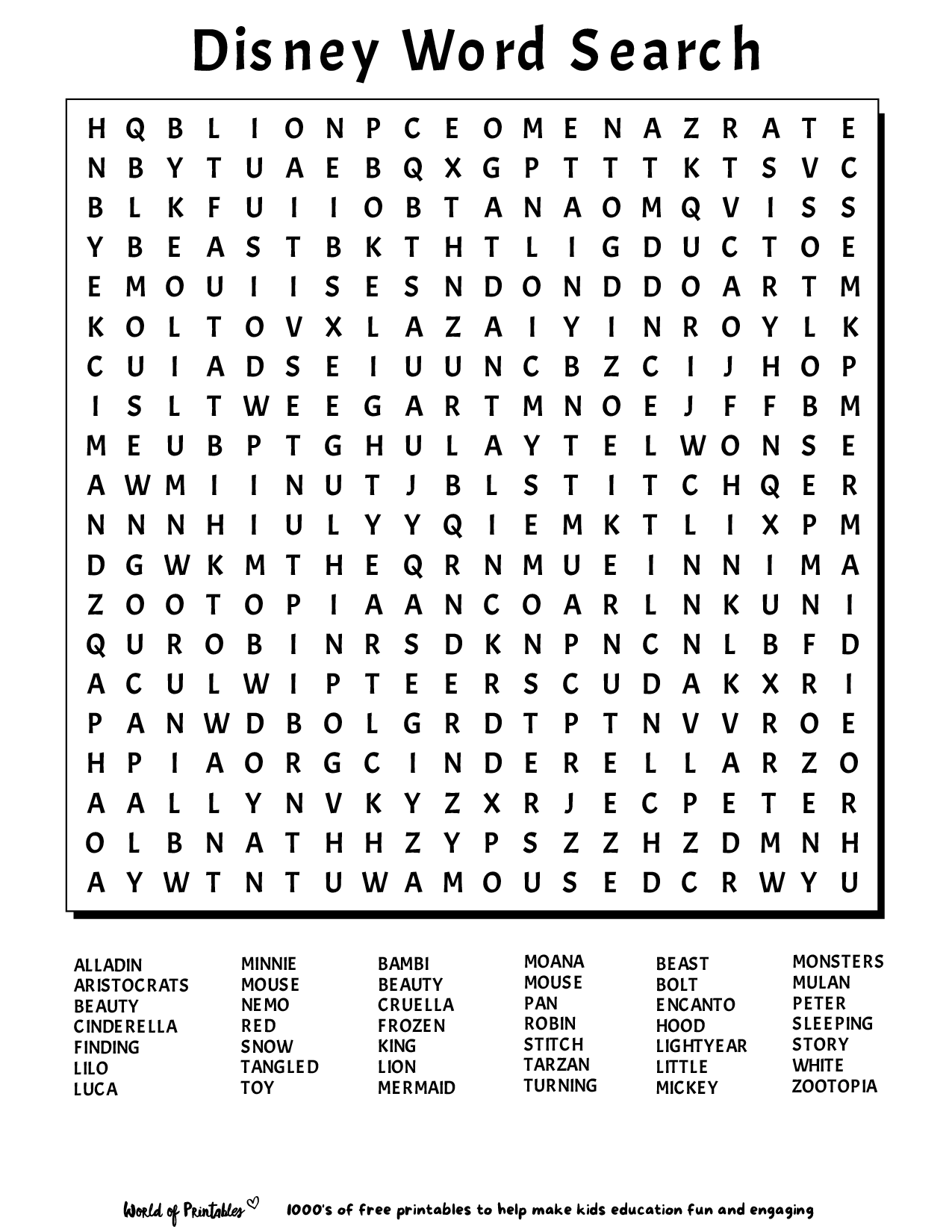 Word Search Sheets Printable