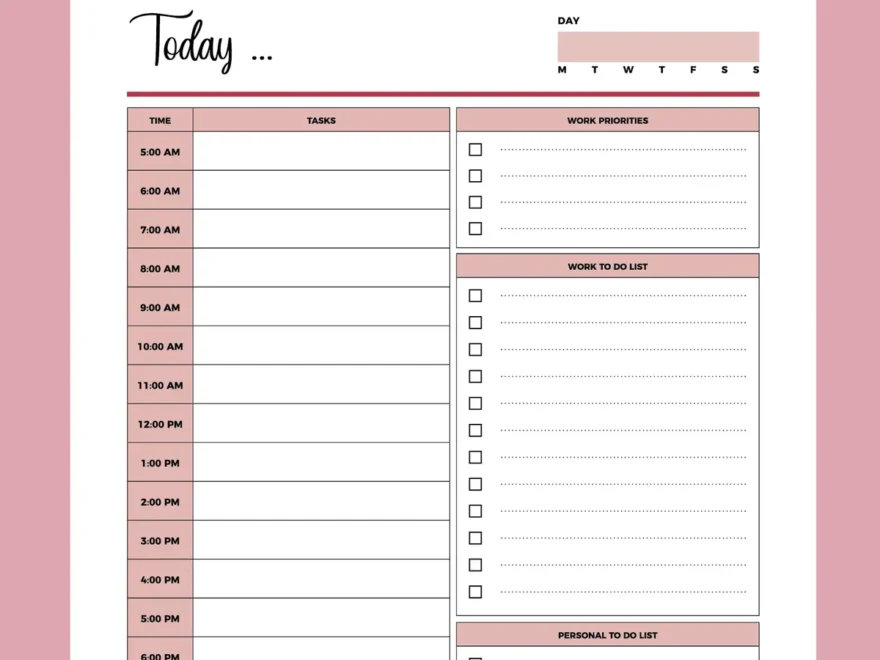 Printable Work From Home Planner Instant Download PDF A4 US Letter Plan Print Land