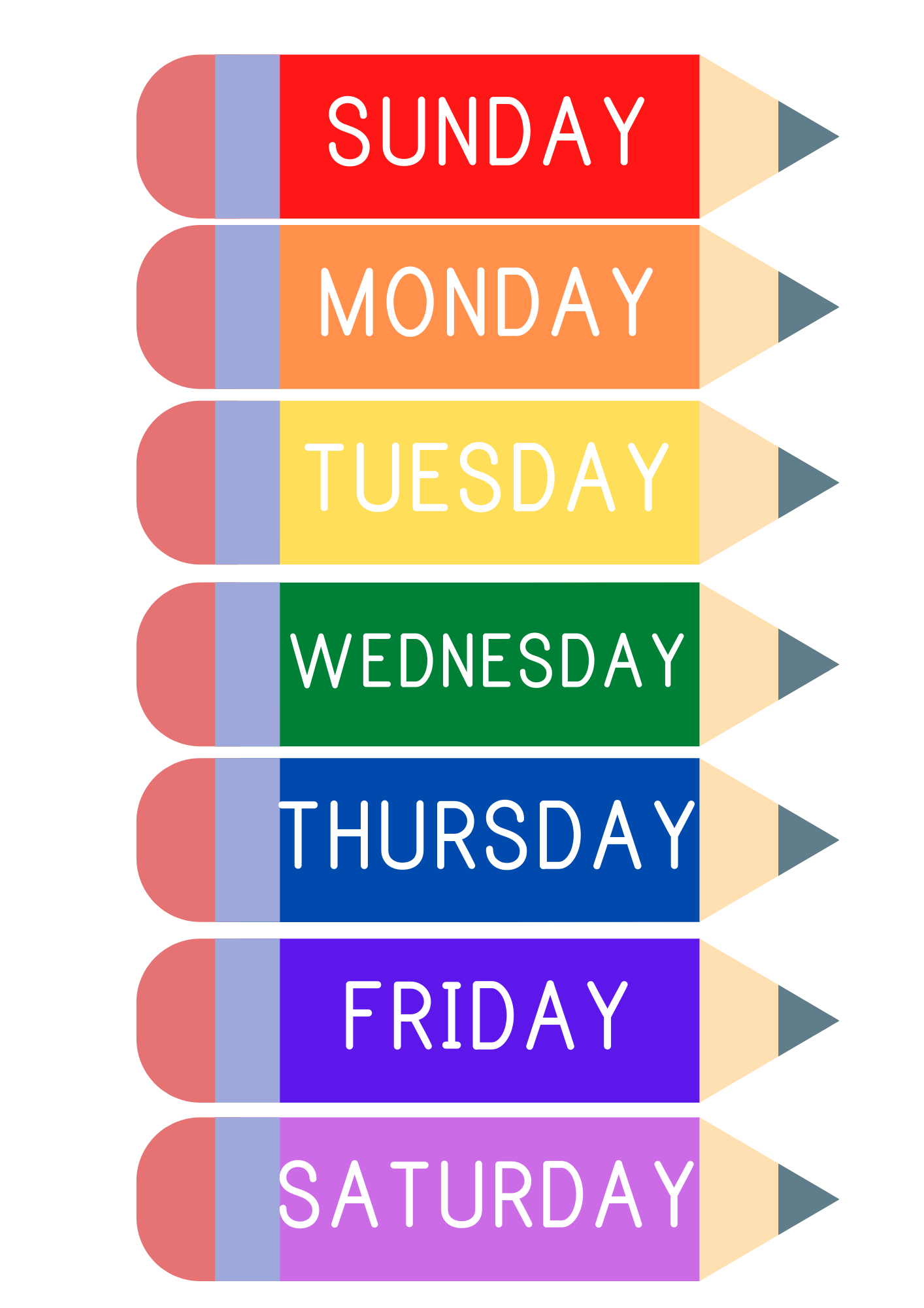 Days Of The Week Signs Printable