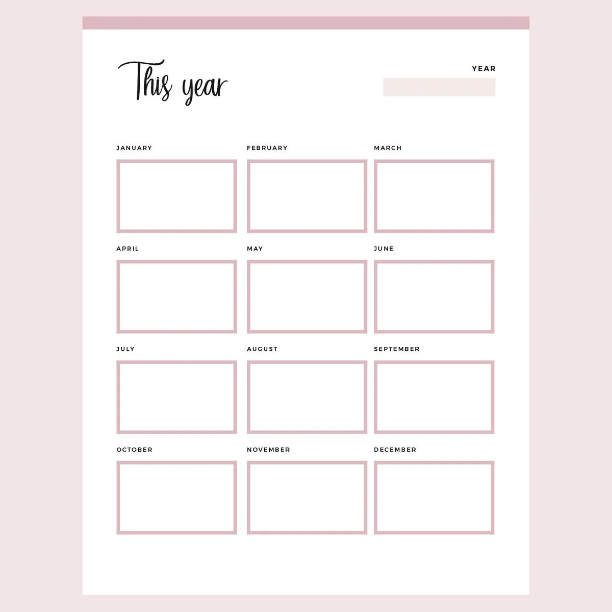 Year At A Glance Planner Printable