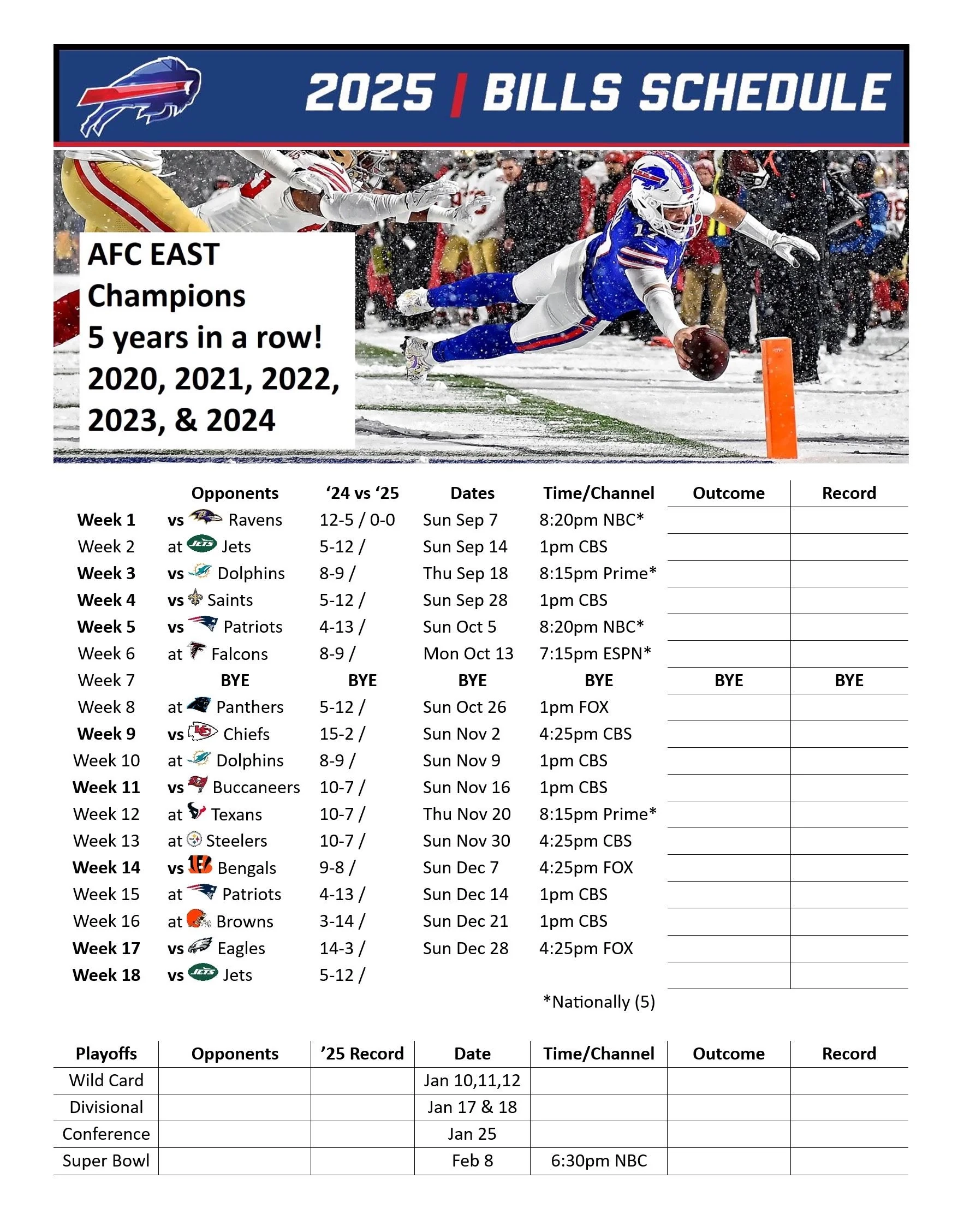 Printer Friendly 2025 Buffalo Bills Interactive Schedule R buffalobills