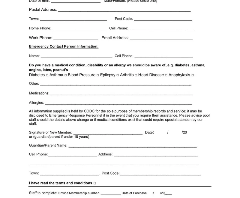 Private Swim School Swim Club Membership Form NVP Fill And Sign Online With Lumin