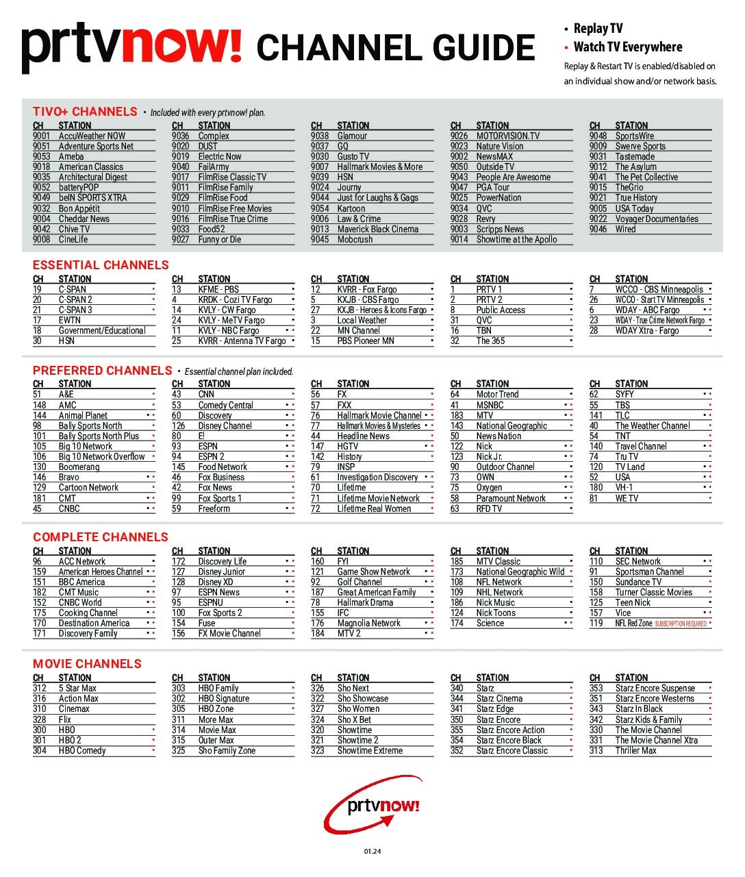 Printable Streaming Service Channel Lineup Printable Streaming Service Channel Lineup