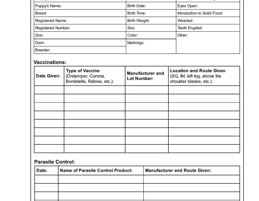 Puppy Health Record Fill Out Printable PDF Forms Online
