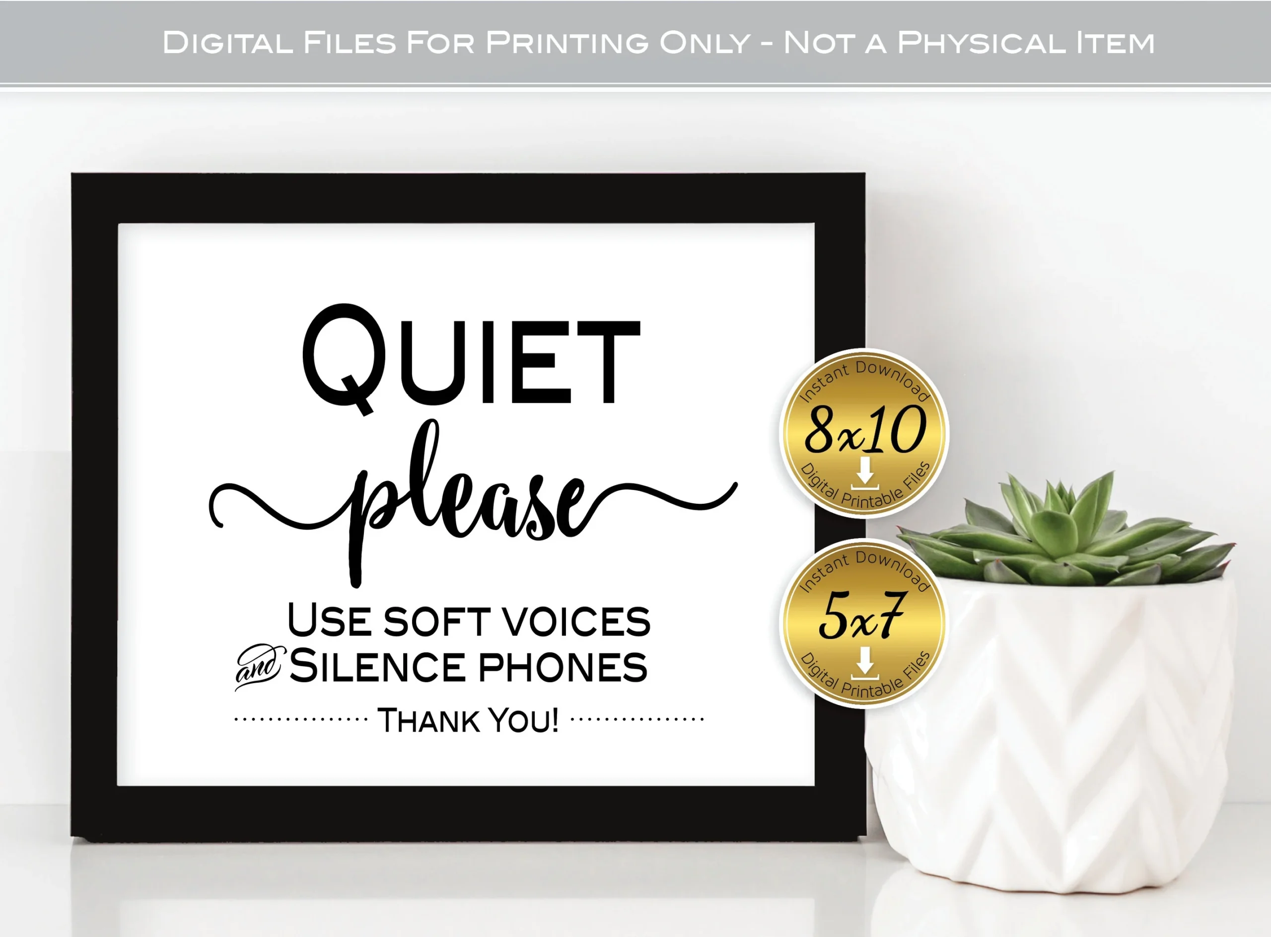 Quiet Please Printable Sign 8x10 And 5x7 Office Decor Use Soft Voices Silence Phones Landscape DIGITAL INSTANT DOWNLOAD Etsy