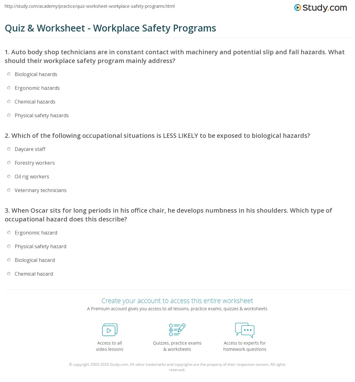 Quiz amp Worksheet Workplace Safety Programs Study Worksheets Library Quiz amp Worksheet Workplace Safety Programs Study Worksheets Library