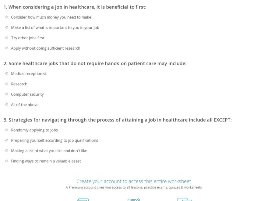 Quiz Worksheet Career Options For Health Care Workers Study