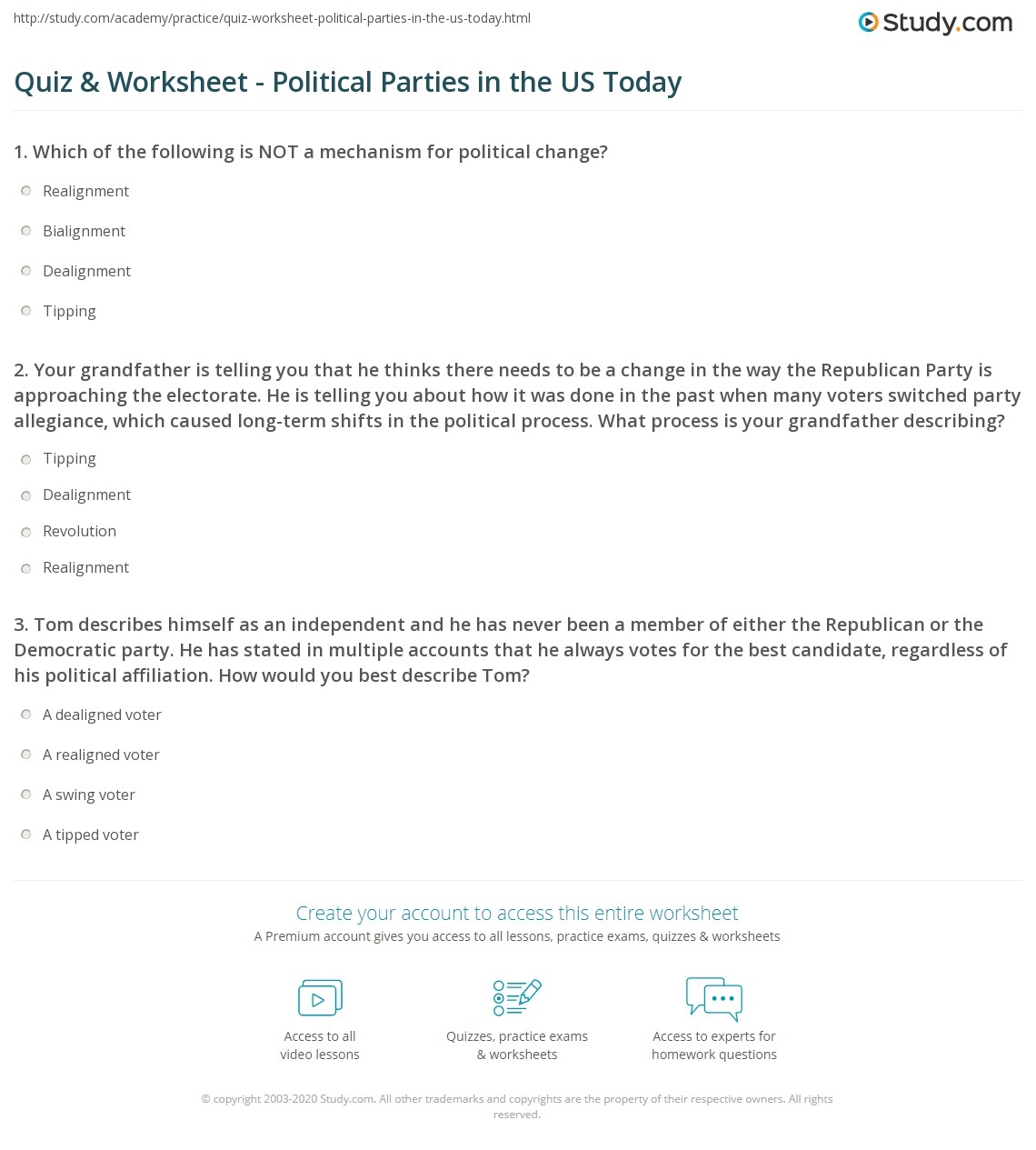 Political Party Quiz For Students Printable Political Party Quiz For Students Printable
