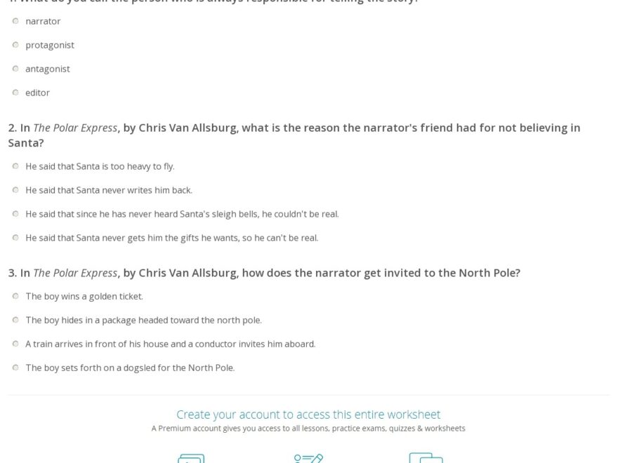 Quiz Worksheet The Polar Express Synopsis Study