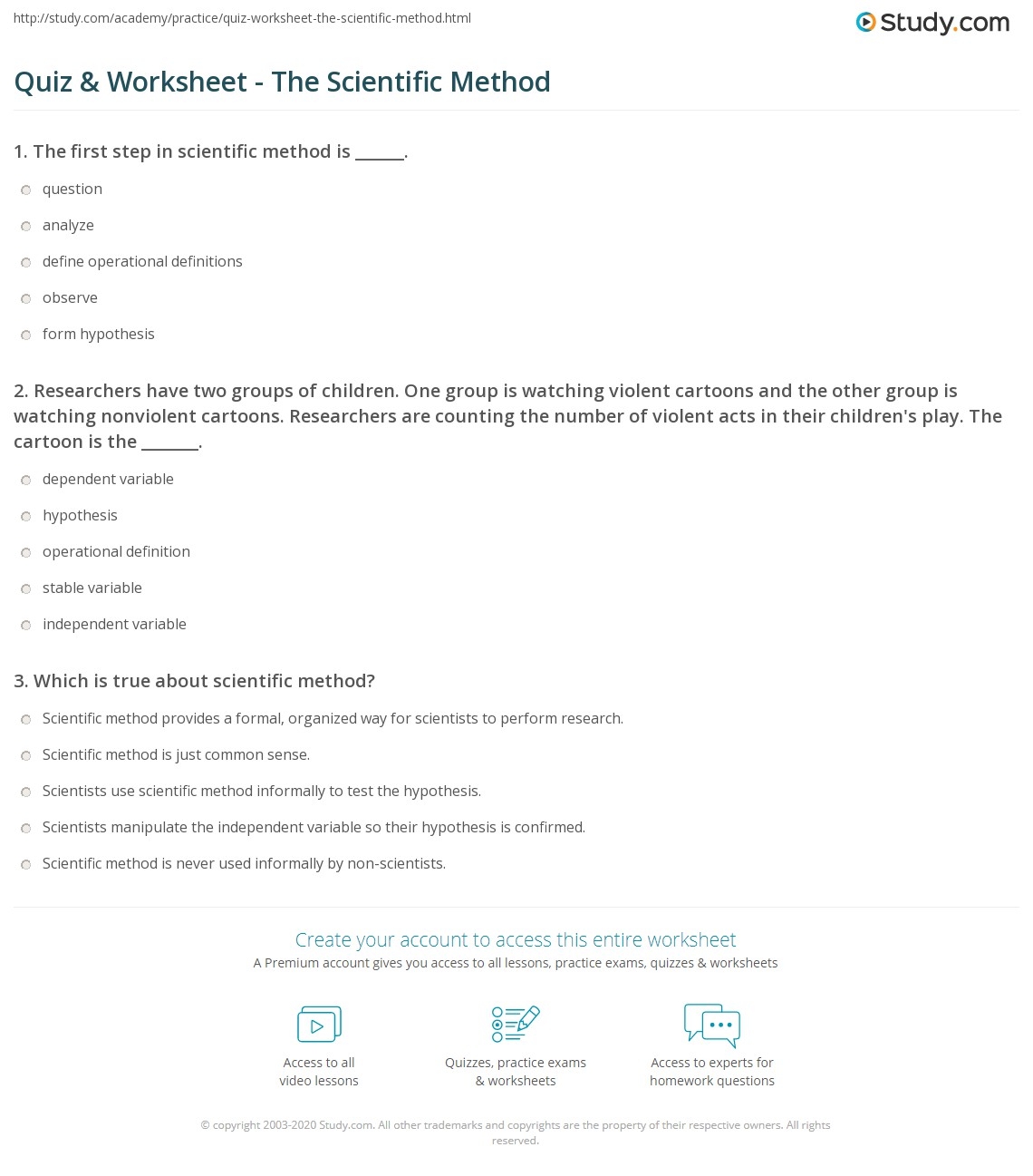 Quiz Scientific Method Printable Quiz Scientific Method Printable
