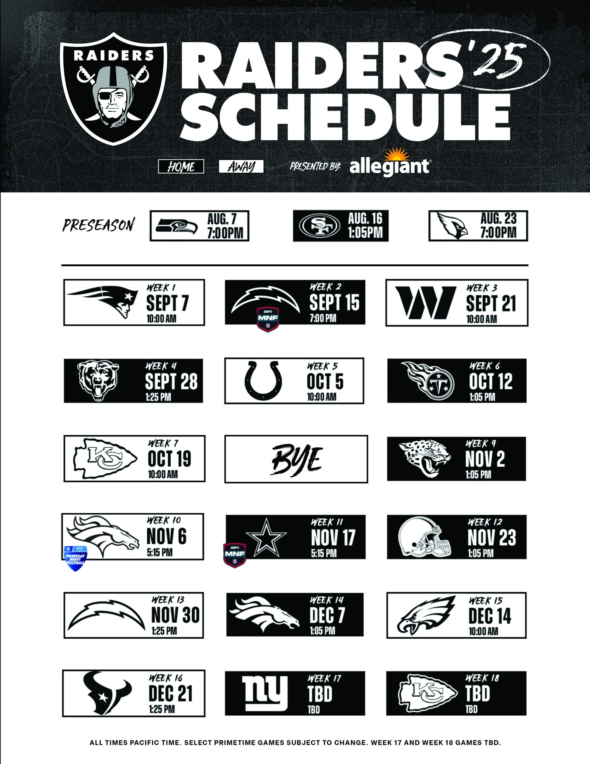 Raiders 2025 Schedule Las Vegas Raiders Raiders Raiders 2025 Schedule Las Vegas Raiders Raiders