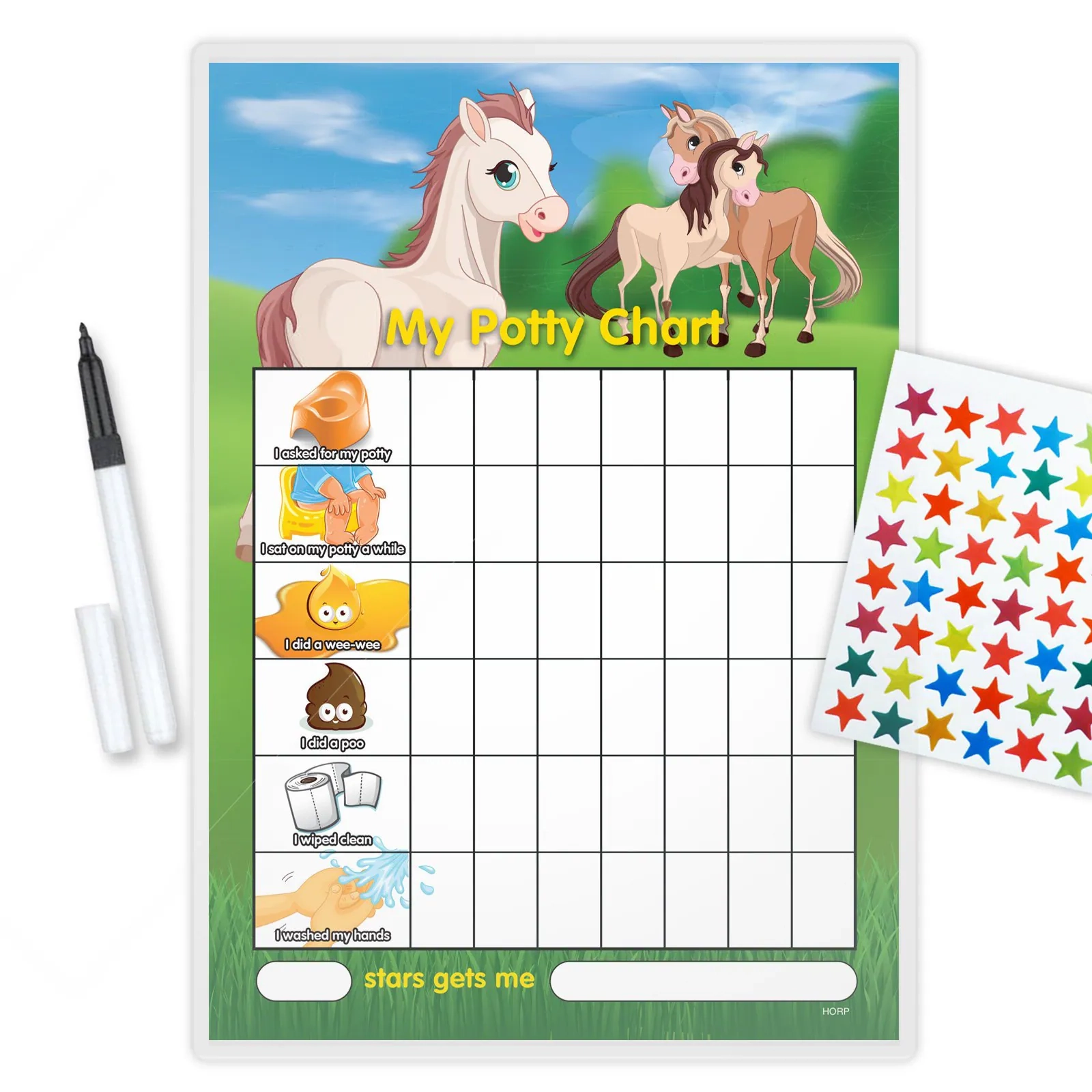 Re usable Potty Chart including FREE Stickers And Pen Horses Design HORP Etsy