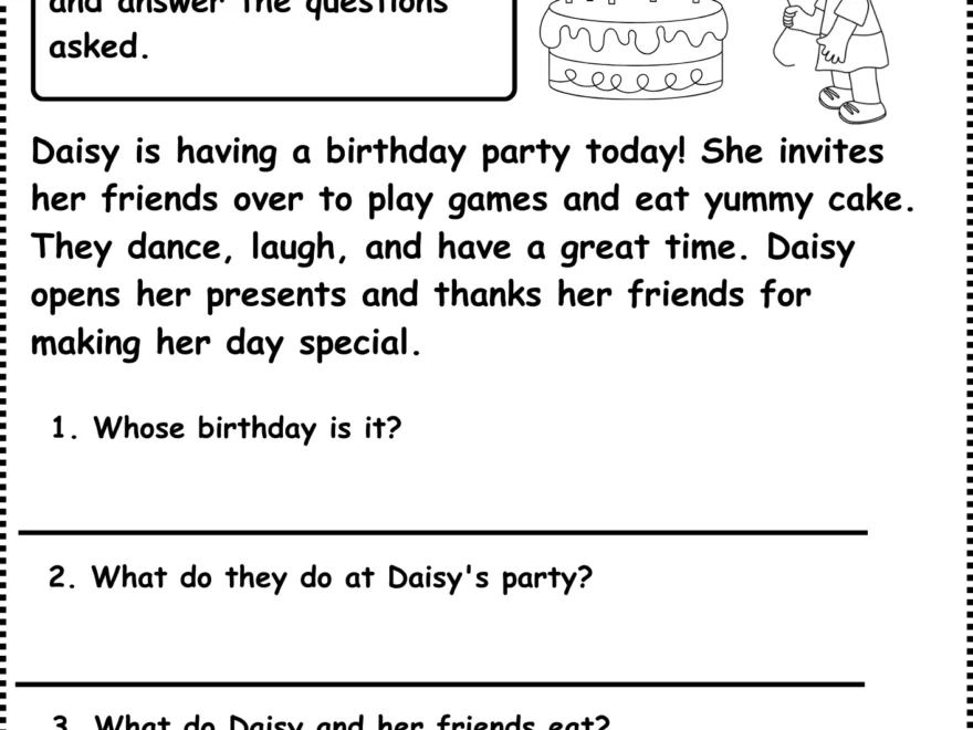 Reading Comprehension Worksheets Grade 1