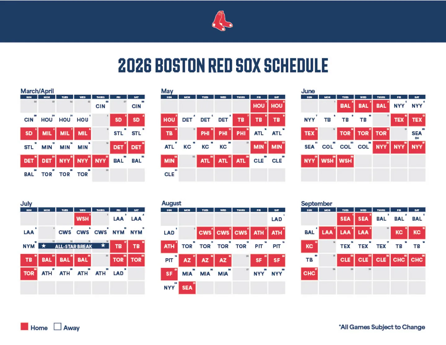 Red Sox 2026 Schedule Opens At Cincinnati Red Sox 2026 Schedule Opens At Cincinnati