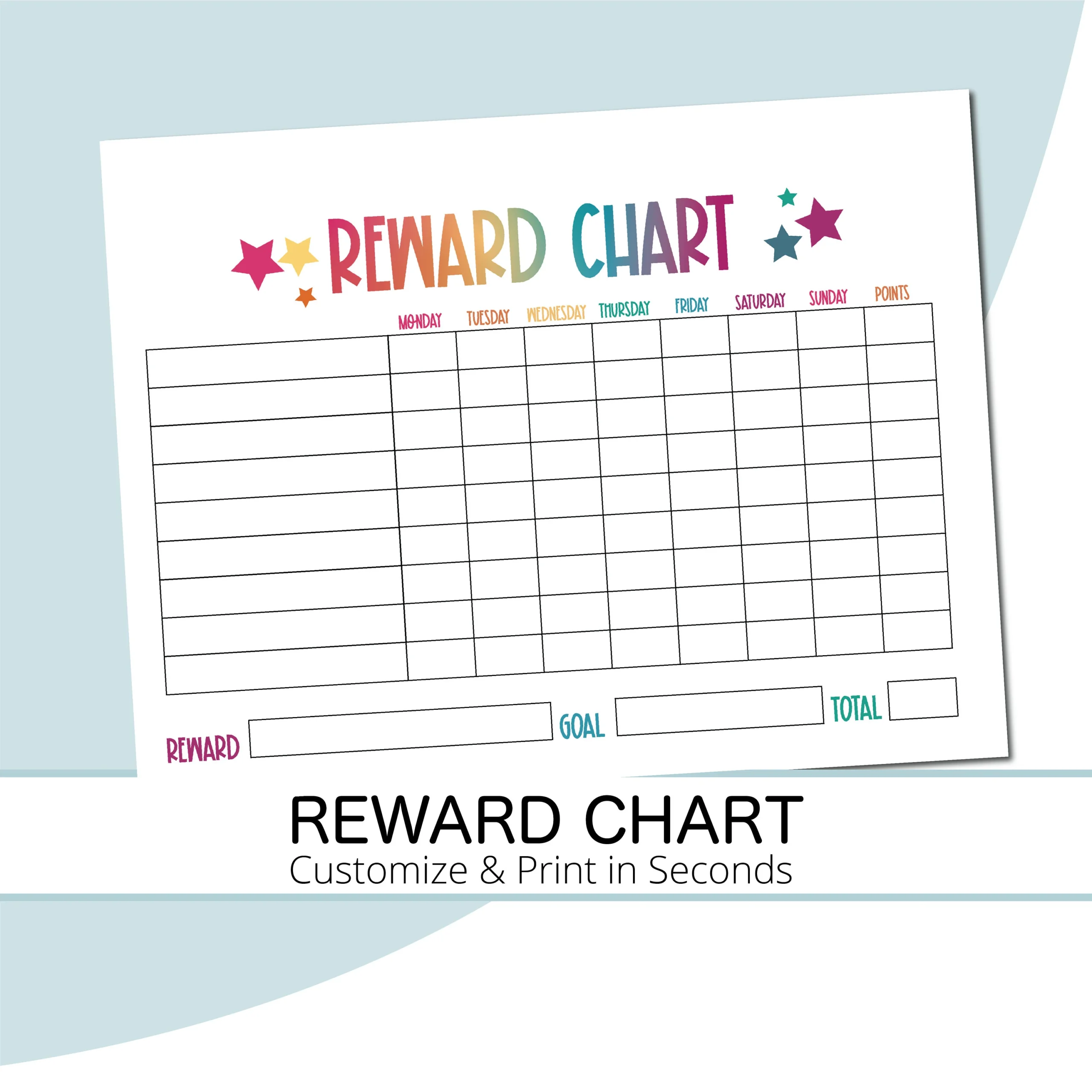Customizable Printable Reward Chart