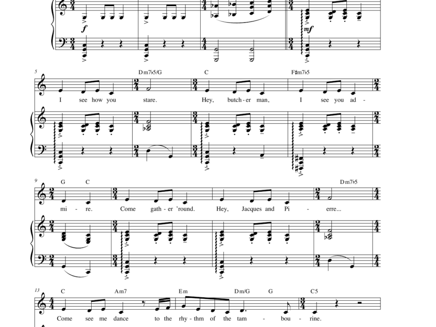 Rhythm Of The Tambourine from The Hunchback Of Notre Dame A New Musical By Alan Menken Stephen Schwartz Sheet Music For Piano Vocal At Sheet Music Direct