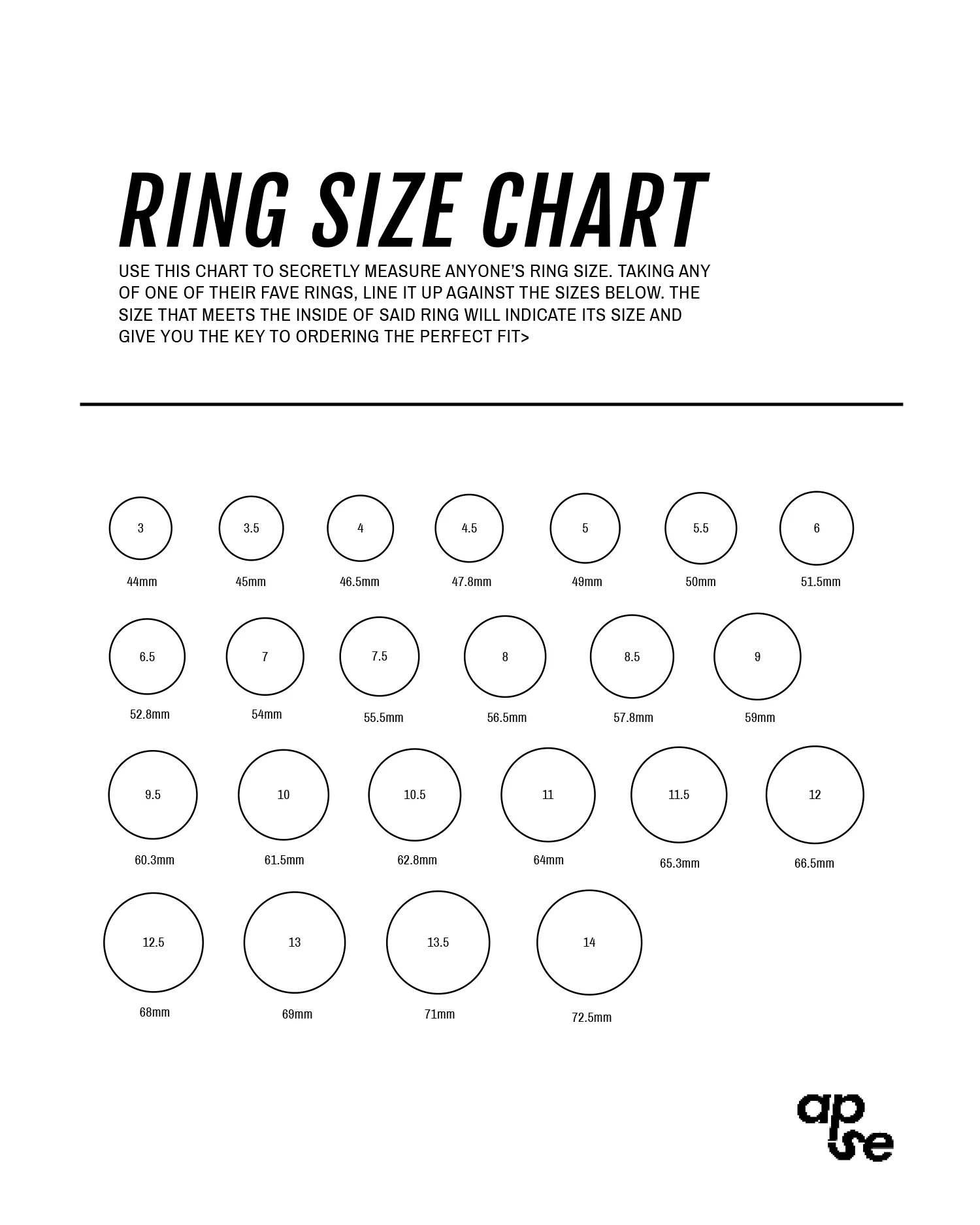Us Ring Size Chart Printable