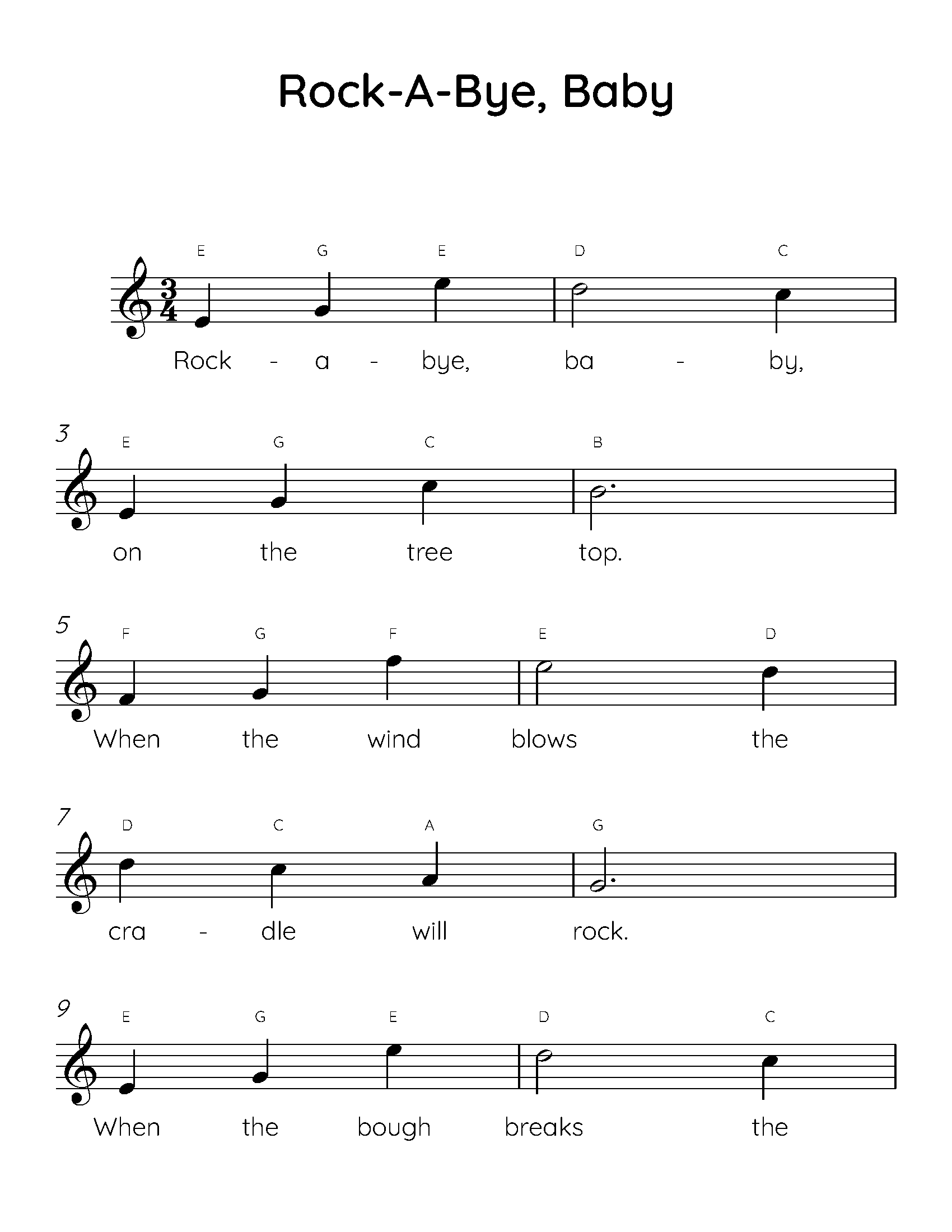 Rock A Bye Baby Easy Piano Sheet Music Rock A Bye Baby Easy Piano Sheet Music