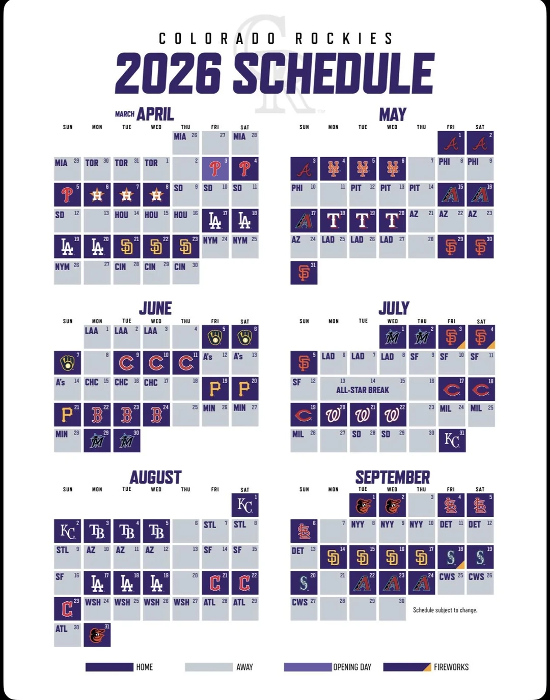 Rockies 2026 Schedule R ColoradoRockies