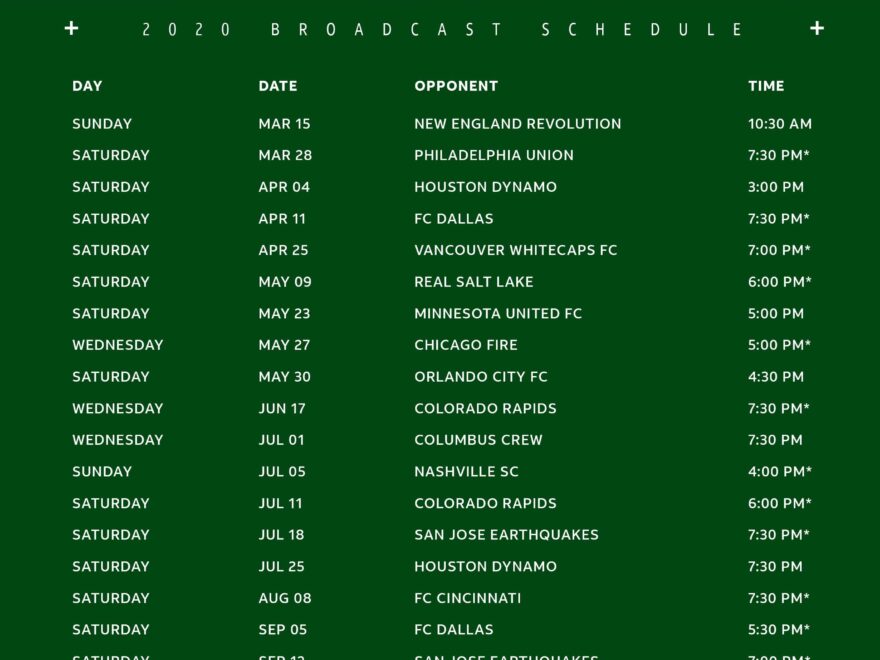 ROOT SPORTS Portland Timbers Web Schedule 2020 NW Sports Net LLC