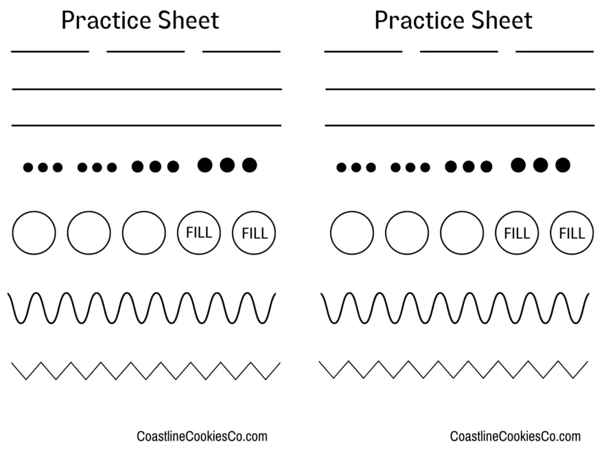 Royal Icing Piping Practice Sheet Coastline Cookies Co