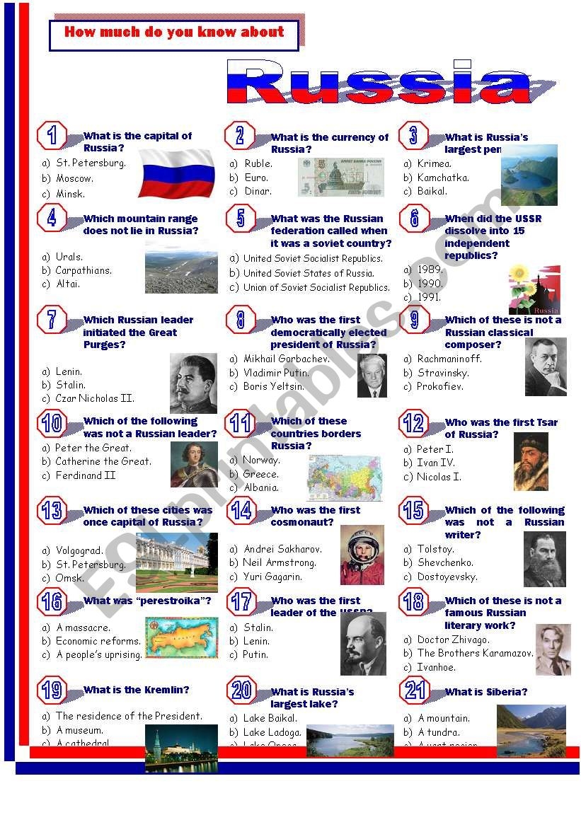 Russia ESL Worksheet By Jayce Worksheets Library