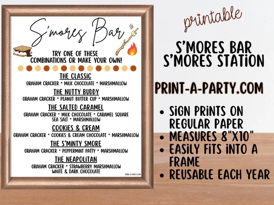 S MORES BAR Setup White S MORES STATION Printable Make Your Smores Bar PrintAParty