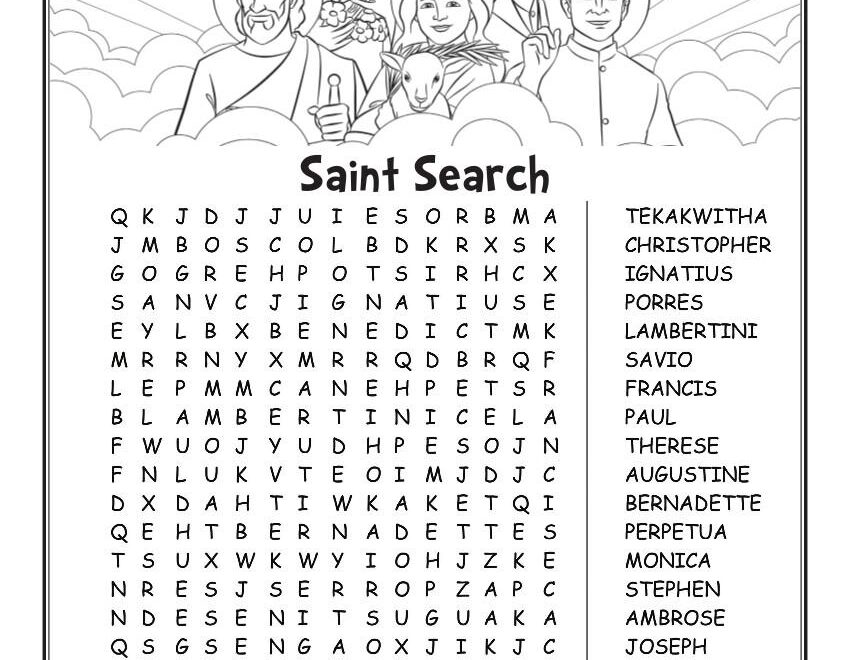 Saints Word Search CatholicBrain