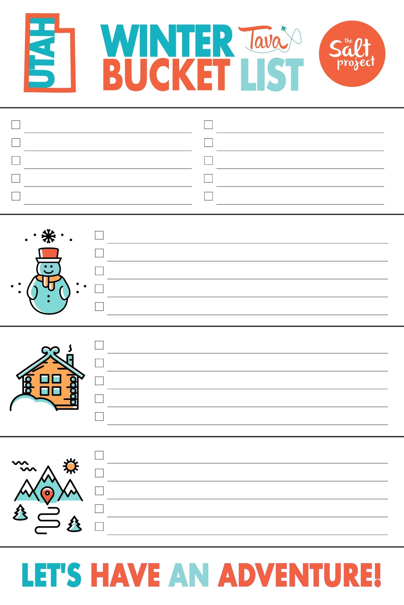 Printable Winter Bucket Lists Printable Winter Bucket Lists