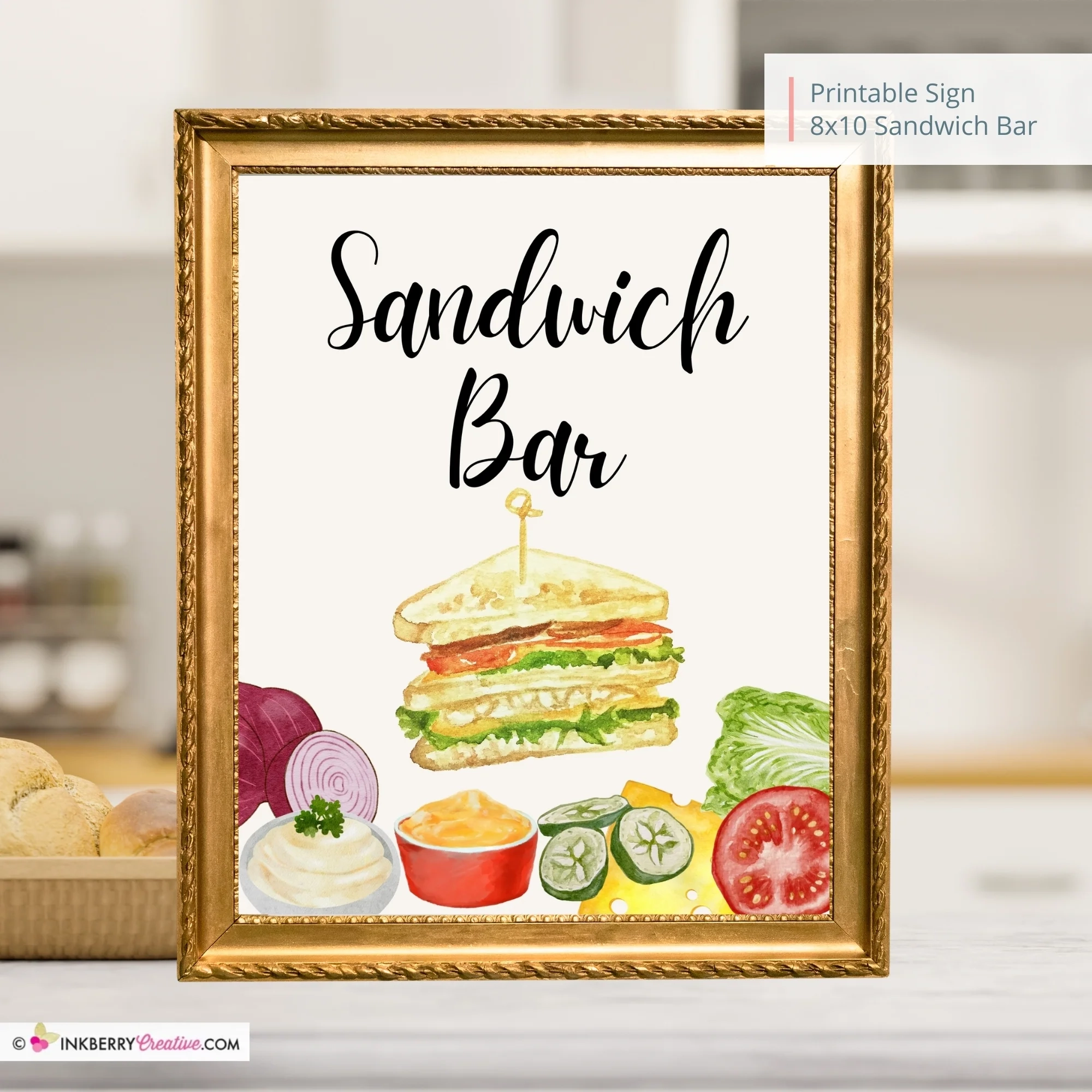 Sandwich Bar Printable Sign Wedding Sign Bridal Baby Shower Birthday Inkberry Creative