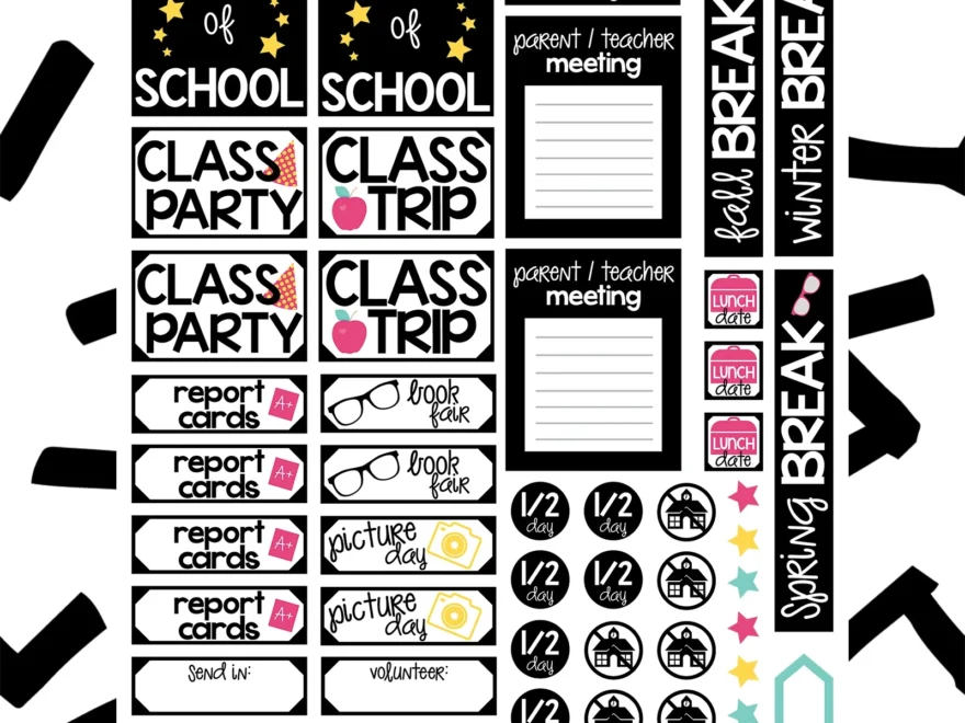 School Planner Stickers Free File Kelly Lollar Designs