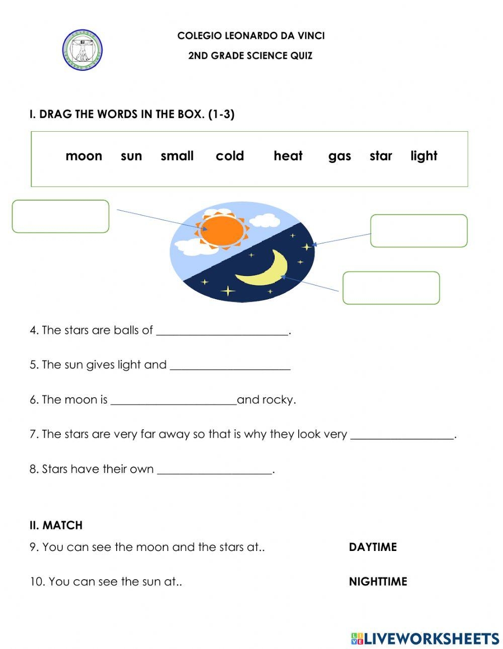 Science Quiz Worksheet For Grade 2 Live Worksheets Worksheets Library