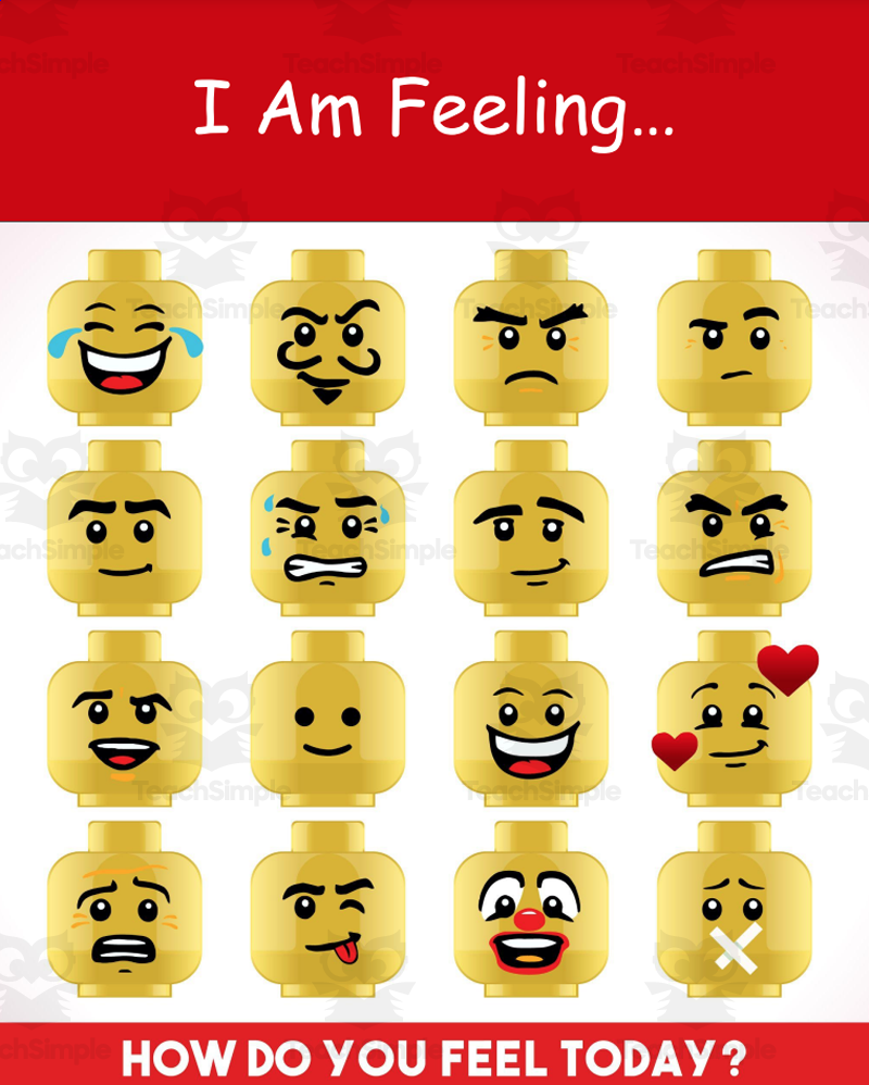 SEL Lego People Emoji Feelings Chart Coloring Page And I Spy Activity By Teach Simple