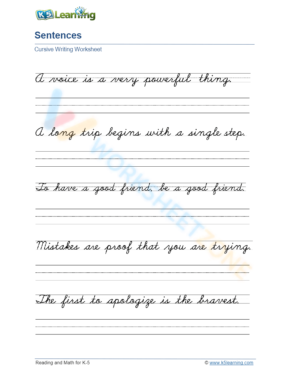 Printable Online Sentence Handwriting Sheets Printable Online Sentence Handwriting Sheets