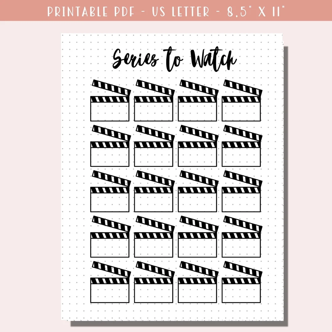 Series To Watch Bullet Journal Page Printable TV Show Tracker Printable A5 Journal Insert Entertainment Tracker Printable PDF Etsy