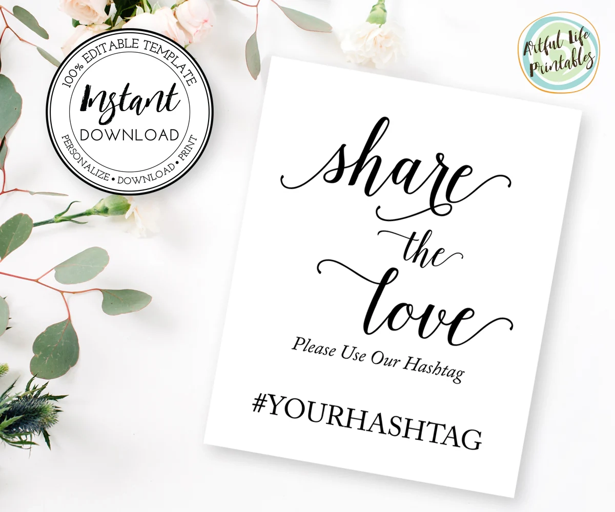 Wedding Hashtag Printable Sign