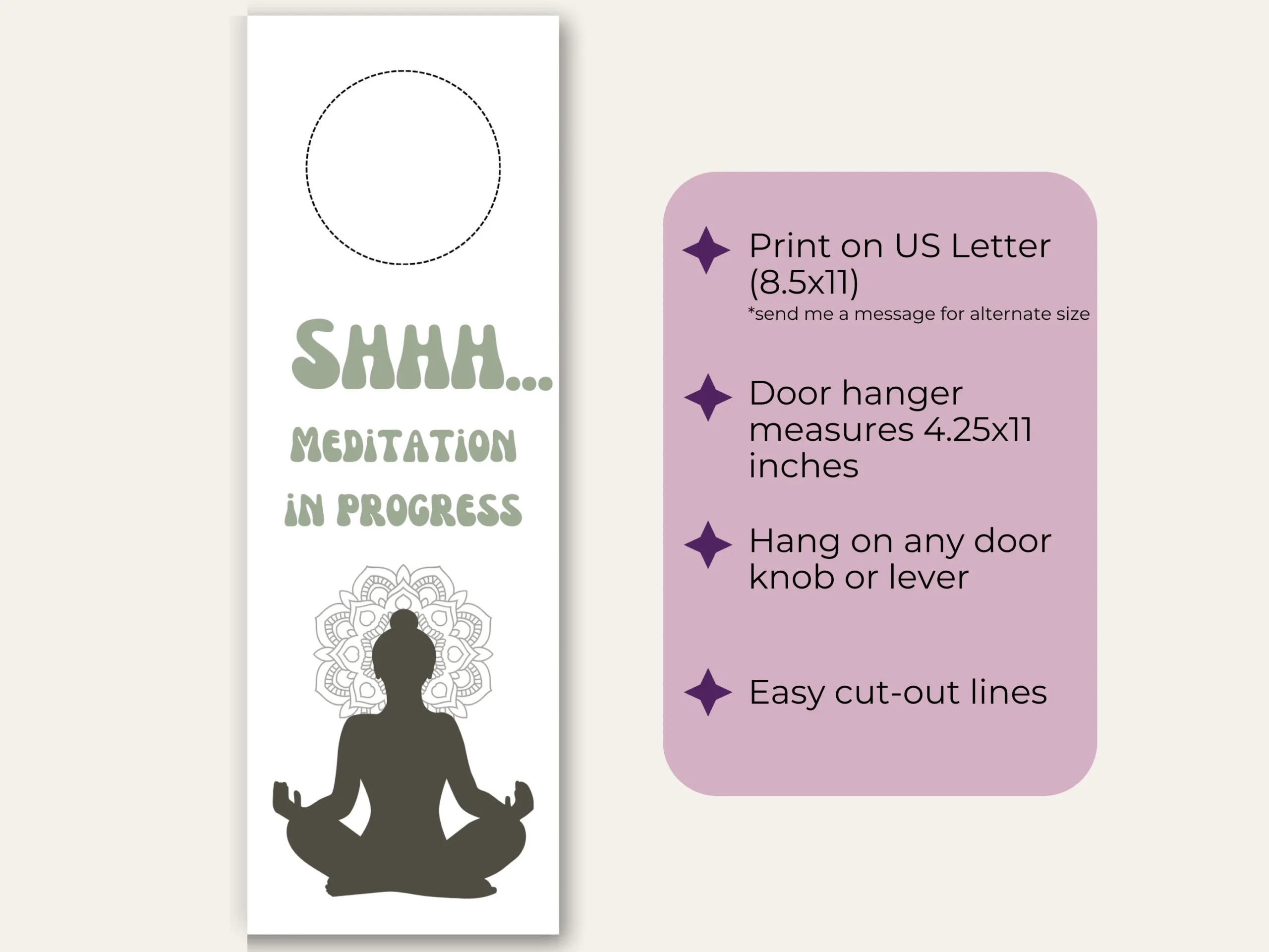 Shhh Im Meditating Printable Sign