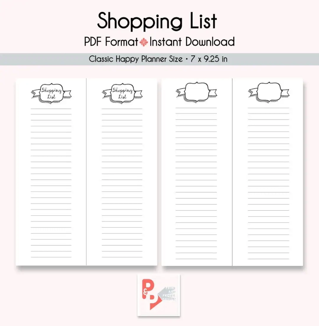 SHOPPING LIST Happy Planner Printable Insert Create 365 Happy Planner Inserts Happy Planner Classic MAMBI Planner Instant Download Etsy