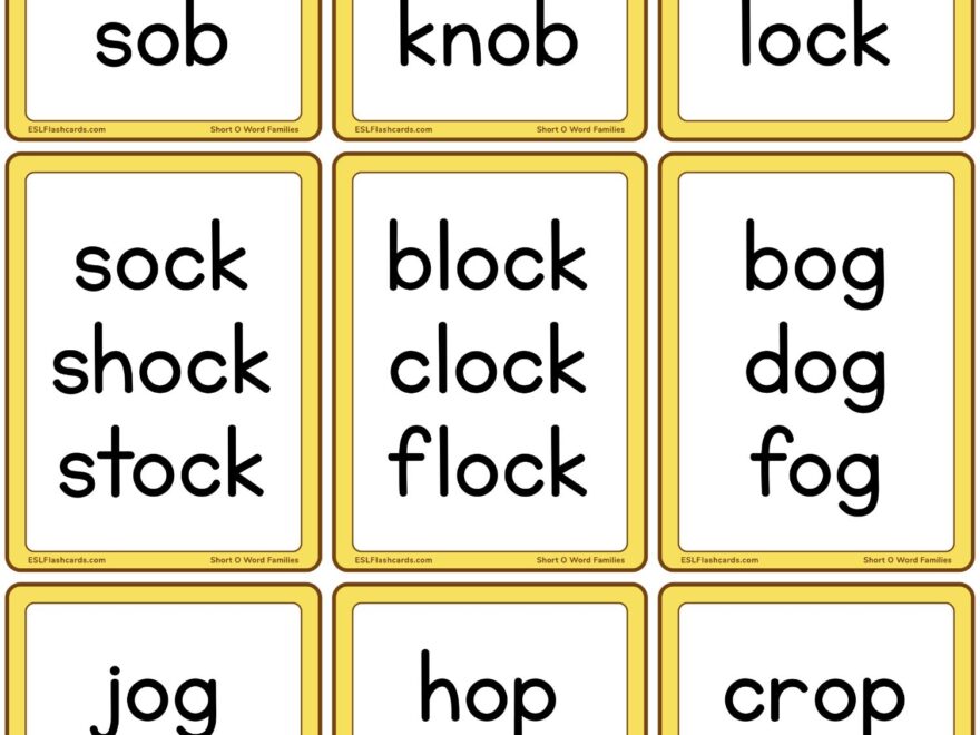 Short Vowel Word Families ESL Flashcards