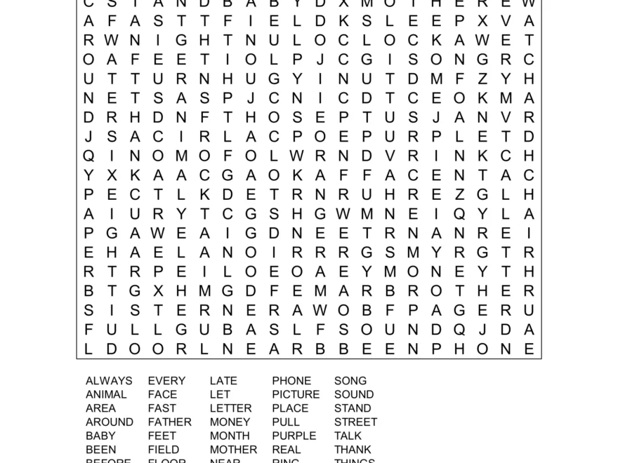 Sight Words Worksheet FREE Word Search 1st Grade Printable Think Tank Scholar