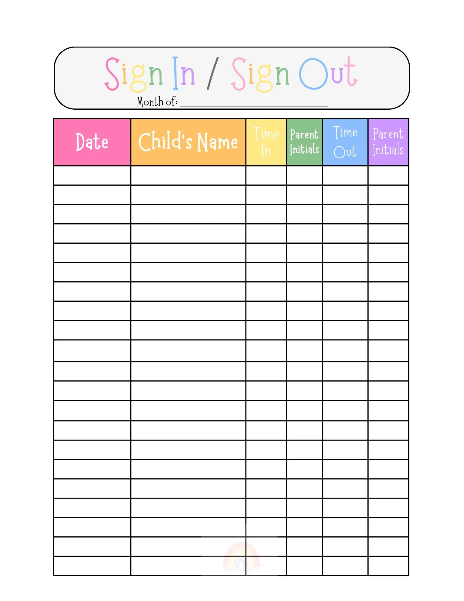 Sign In Sheet Sign Out Sheet Daycare Preschool Childcare Printable Download Daycare Forms Colorful Instant Etsy Sign In Sheet Sign Out Sheet Daycare Preschool Childcare Printable Download Daycare Forms Colorful Instant Etsy
