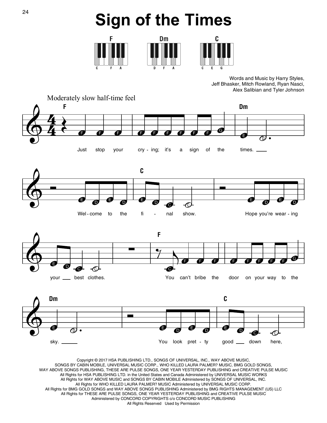 Sign Of The Times Lyrics Printable Sign Of The Times Lyrics Printable