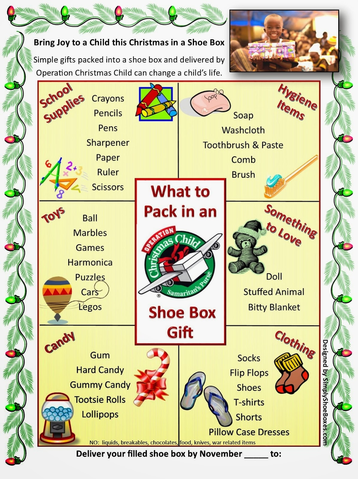 Simply Shoeboxes What To Pack In An Operation Christmas Child Shoebox Free Poster