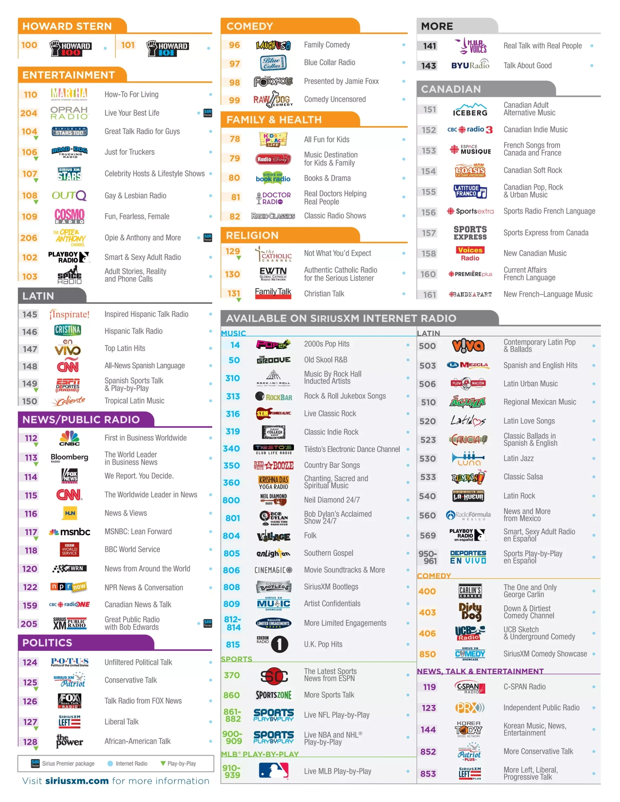 Printable Sirius Radio Channel List