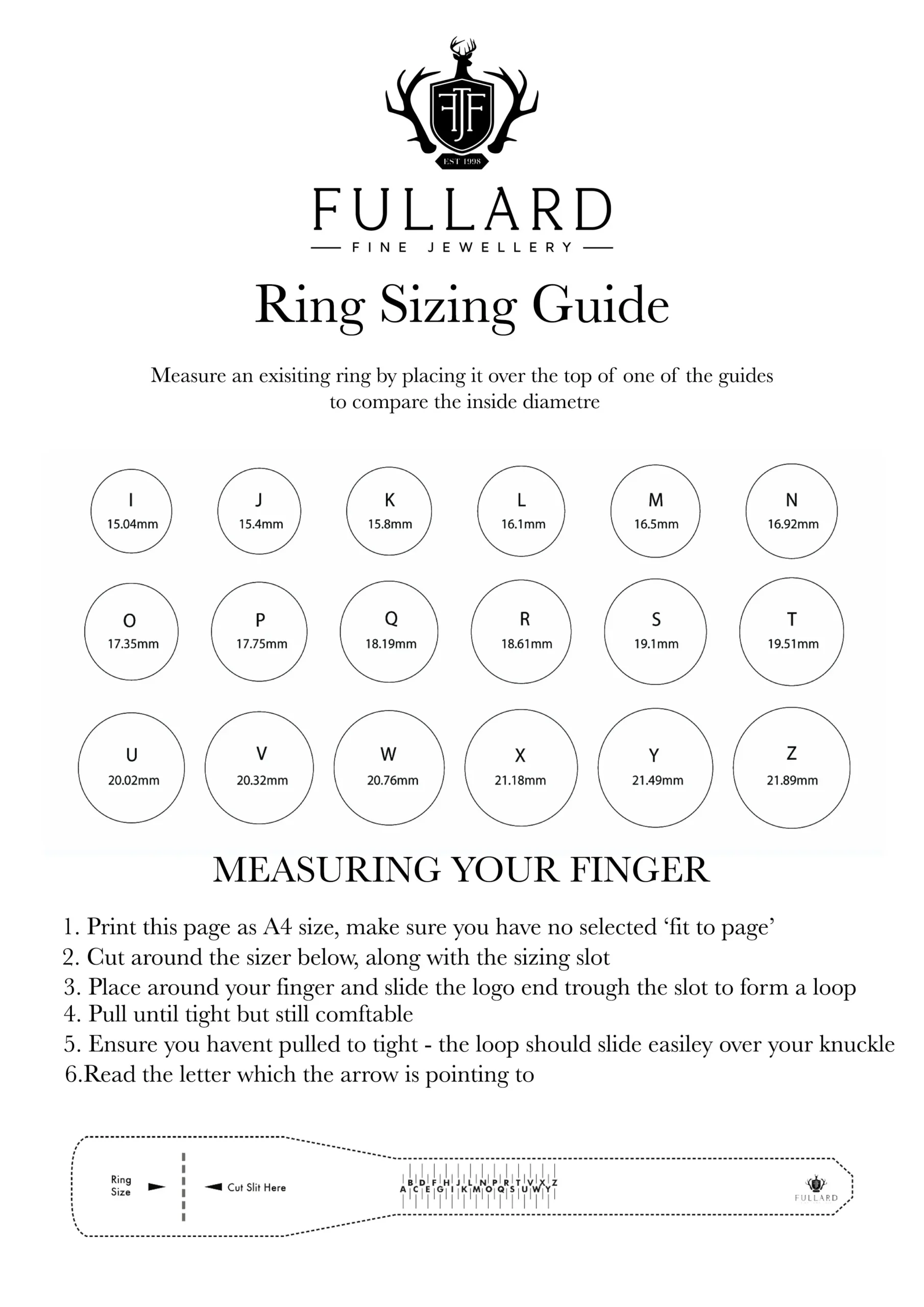 Sizing Chart Fullards