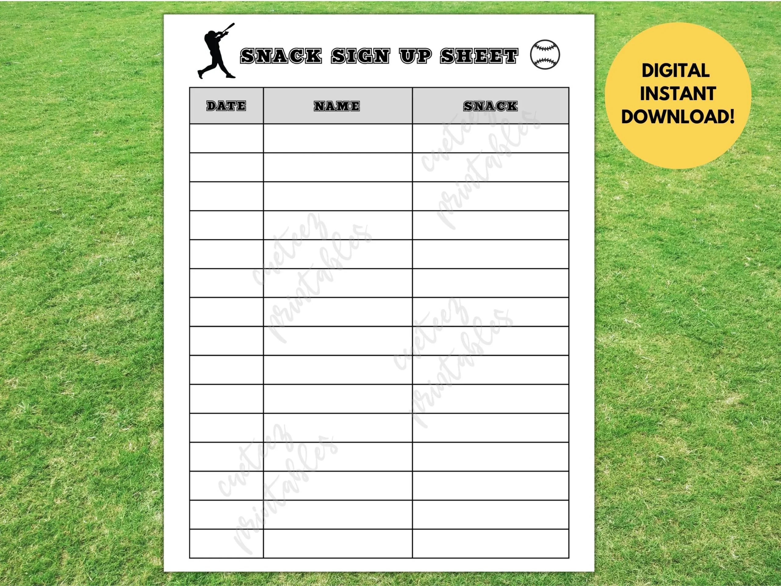 Snack Sign Up Sheet Sport Schedule Printable Form Pdf Png Instant File Squad Team Sports Season Game Day Snack Sign Up Etsy