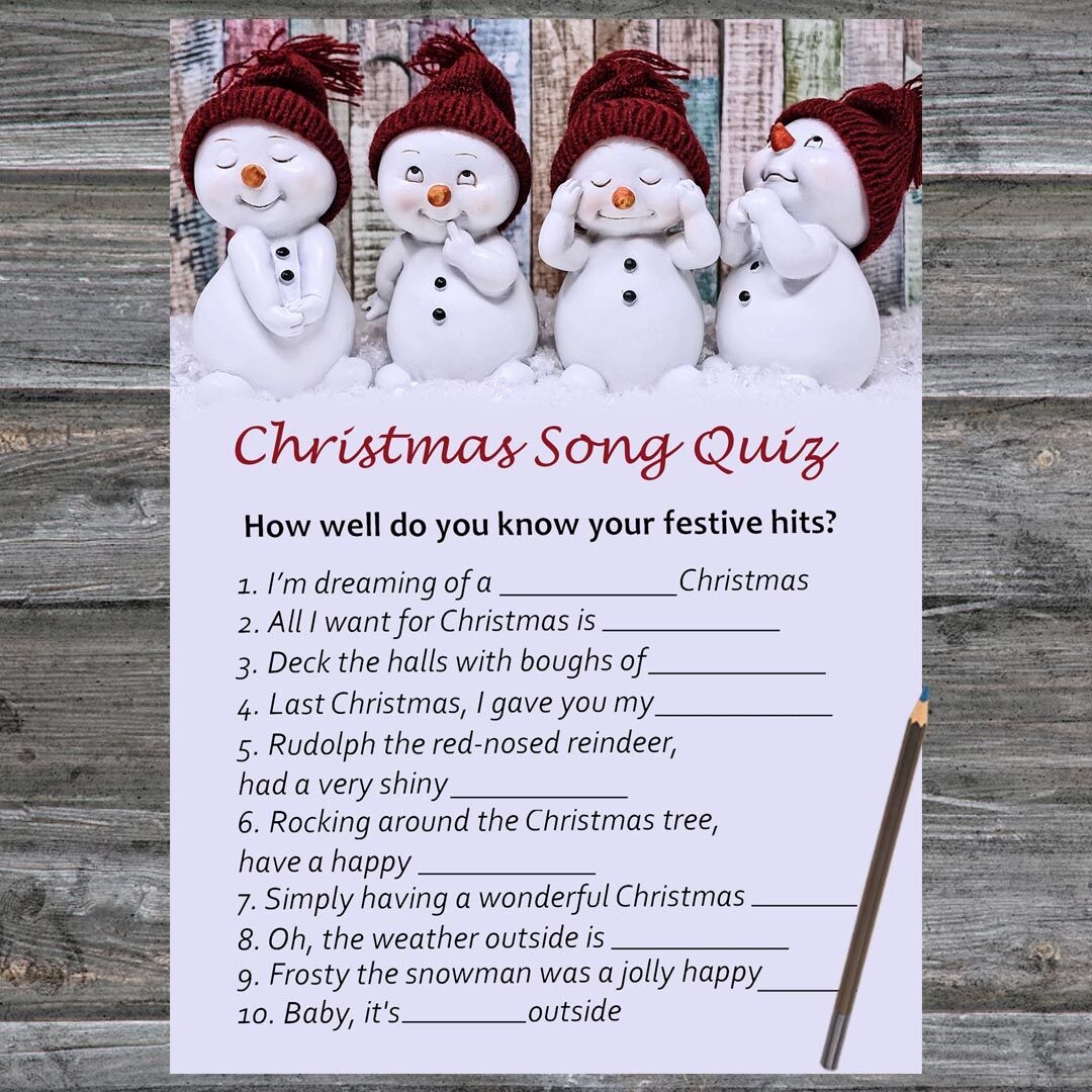 Printable Christmas Song Trivia Games