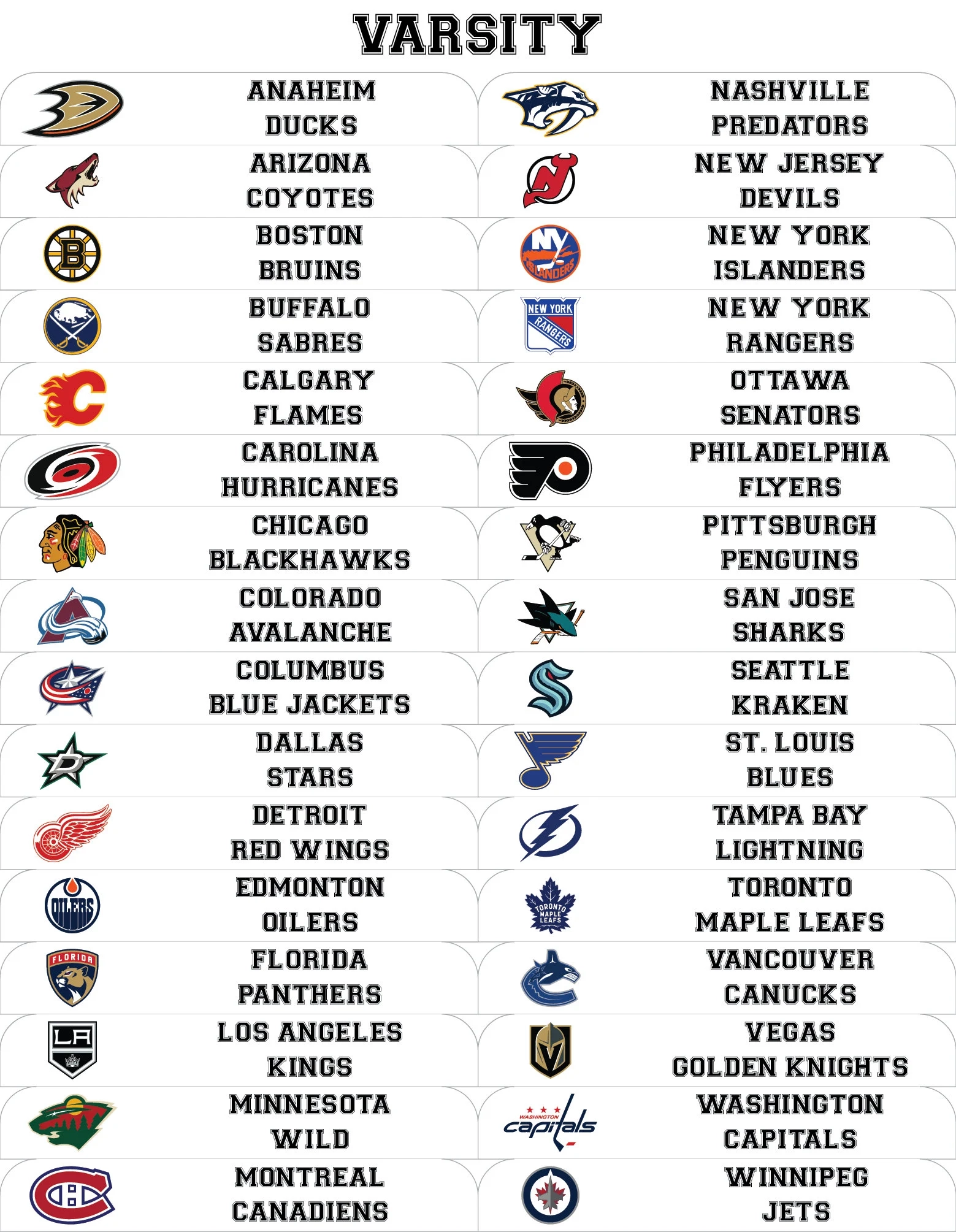 Sort Cards By Professional Hockey Teams Card Dividers W FREE NHL Labels Vertical Etsy